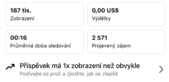 Statistika příspěvku: 187 tisíc zobrazení