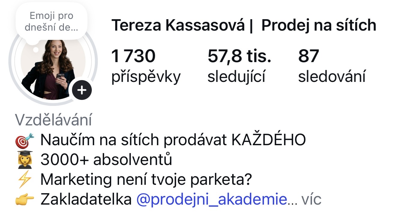 Tereza Kassasová na Instagramu. 57,8 tis. sledujících, 3 000+ absolventů